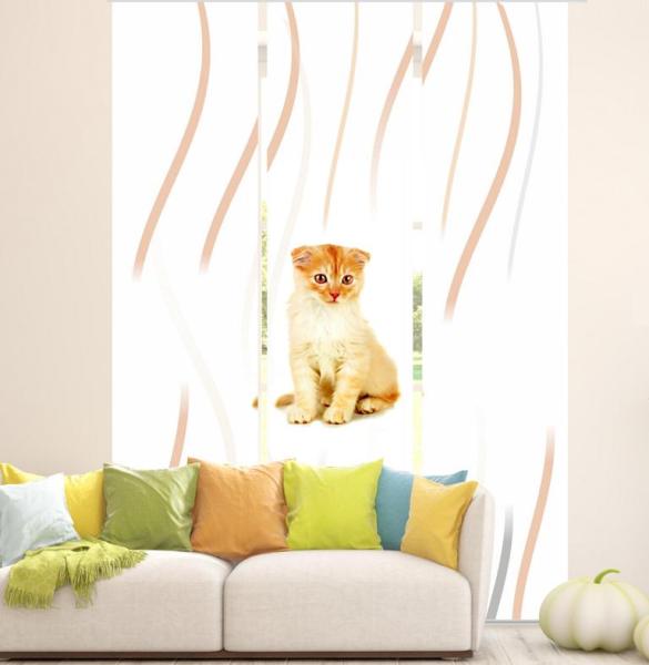 Tiger Katzenbaby Flächenvorhang - 3teiliges Set Flächenvorhang 3er Set, Schiebegardine, Schiebegardinen, blickdicht, Flächenvorhang blickdicht, Schiebevorhang,